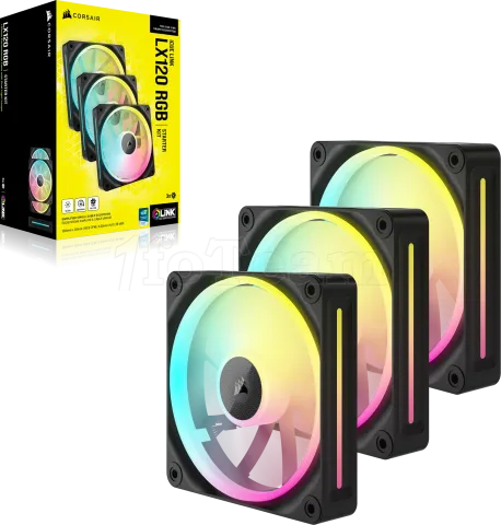 Photo de Lot de 3 Ventilateurs de boitier Corsair iCue Link LX RGB - 12cm (Noir)