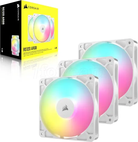 Photo de Lot de 3 Ventilateurs de boitier Corsair RS RGB - 12cm (Blanc)