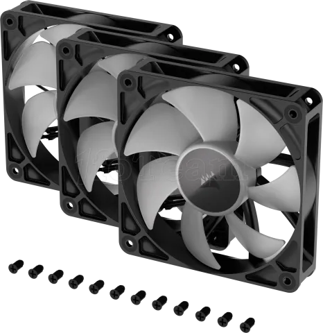 Photo de Lot de 3 Ventilateurs de boitier Corsair RS RGB - 12cm (Noir)