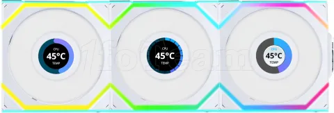 Photo de Lot de 3 Ventilateurs de boitier Lian Li Uni Fan SL Wireless LCD RGB - 12cm (Blanc)