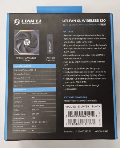 Photo de Lot de 3 Ventilateurs de boitier Lian Li Uni Fan SL Wireless RGB - 12cm (Noir) - ID 213706