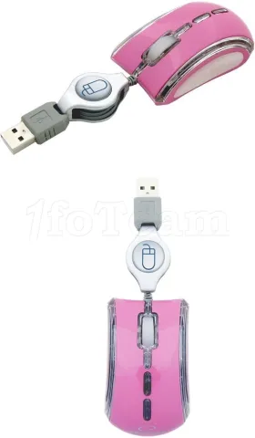 Photo de Mini Souris filaire pour portable (rétractable) Esperanza Neon EM109P (Rose)