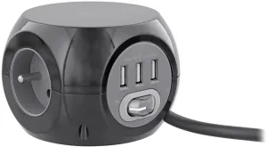 Photo de Multiprise T'nB 3 prises + 3 ports USB-A (Noir)