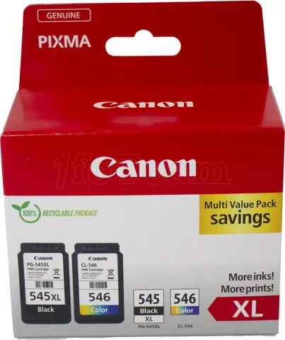 Photo de Pack 2 cartouches d'encre Canon Pixma PG-545XL/CL-546 (Noir + Couleurs)