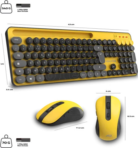 Photo de Pack 2en1 (Clavier/Souris) sans fil Advance Pep'S (Jaune/Noir)