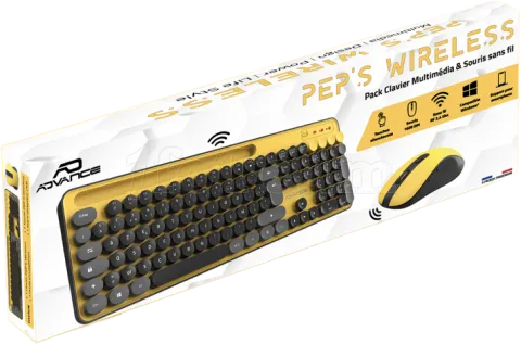 Photo de Pack 2en1 (Clavier/Souris) sans fil Advance Pep'S (Jaune/Noir)