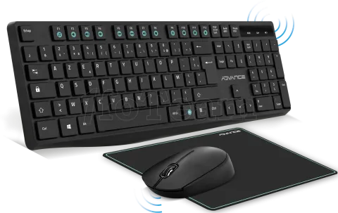 Photo de Pack 3en1 (Clavier/Souris/Tapis) sans fil Advance Elite (Noir)