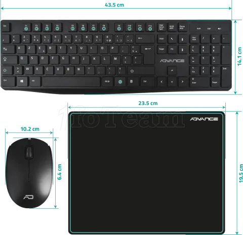 Photo de Pack 3en1 (Clavier/Souris/Tapis) sans fil Advance Elite (Noir)