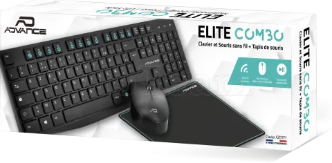 Photo de Pack 3en1 (Clavier/Souris/Tapis) sans fil Advance Elite (Noir)