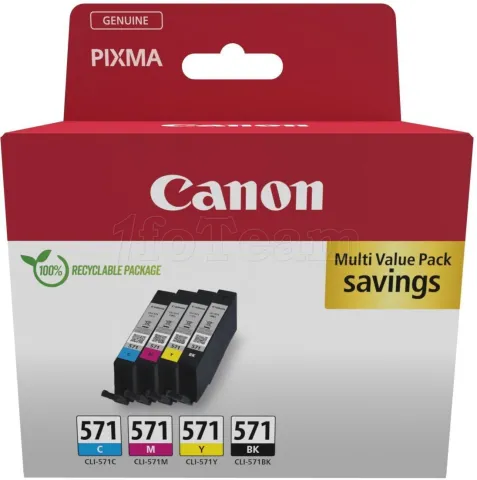 Photo de Pack 4 cartouches d'encre Canon CLI-571 (Couleurs + Noir)