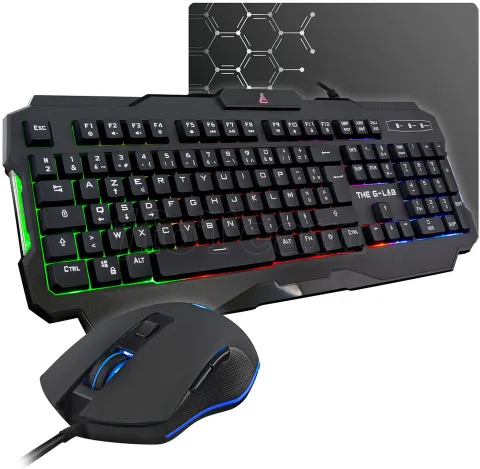 Photo de Pack Gamer 3en1 (Clavier/Souris/Tapis) The G-Lab Combo Helium RGB (Noir)