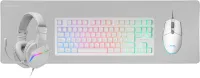 Photo de Pack Gamer 4en1 (Clavier/Souris/Casque/Tapis) Mars Gaming MCP-RGB3 (Blanc)