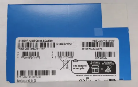 Photo de Processeur Intel Core i3-14100F (4,7 Ghz) LGA 1700 - Sans iGPU - SN U3CT514601757//X335J978 - ID 213361