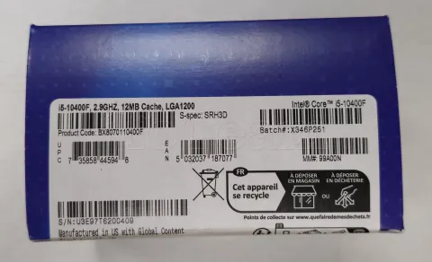 Photo de Processeur Intel Core i5-10400F (4,3 Ghz) LGA 1200 - Sans iGPU - SN U3E97T6200409//X346P251 - ID 213363