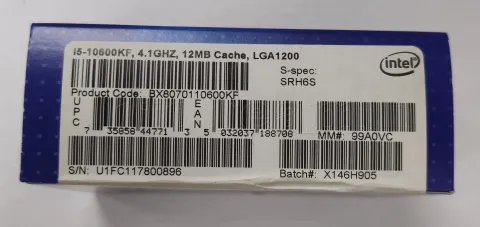 Photo de Processeur Intel Core i5-10600KF (4,8 Ghz) LGA 1200 - Sans iGPU - SN U1FC117800896//X146H905 - ID 213289