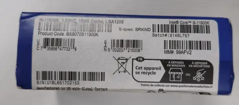 Photo de Processeur Intel Core i9-11900K (5,3 Ghz) LGA 1200 - SN U1BL651702153//X146L757 - ID 213356