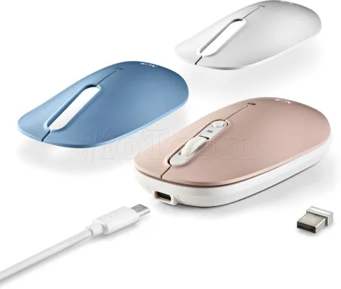 Photo de Souris sans fil Bluetooth NGS Shell RB (Blanc/Bleu/Rose)