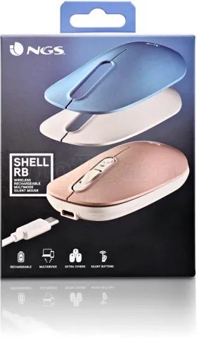 Photo de Souris sans fil Bluetooth NGS Shell RB (Blanc/Bleu/Rose)