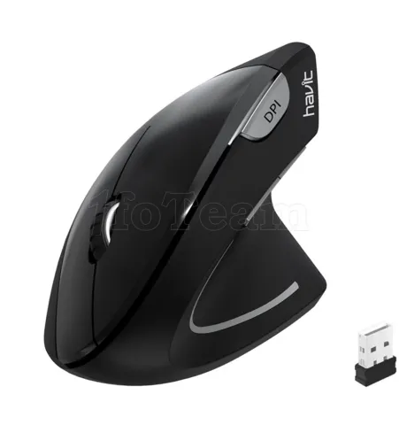 Photo de Souris sans fil ergonomique verticale Havit MS550GT (Noir)