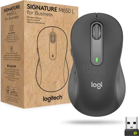 Photo de Souris sans fil Logitech Signature M650 L Business pour droitier (Noir/Gris)