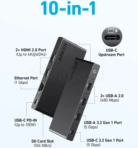 Photo de Station d'accueil portable USB-C 3.0 Anker 364 (Noir)