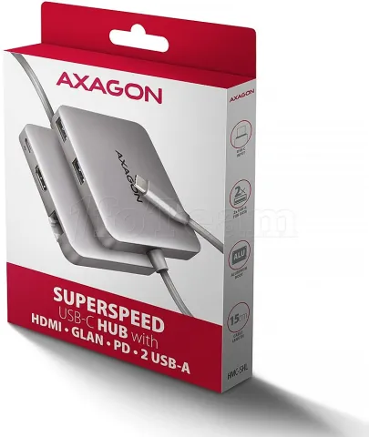 Photo de Station d'accueil portable USB-C 3.2 Axagon HMC-5HL (Gris)