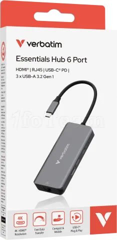 Photo de Station d'accueil portable USB-C 3.2 Verbatim Essentials (Gris)