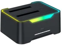 Photo de Station d'accueil USB 3.0 Connectland RGB pour 2x disques durs S-ATA/IDE (Noir)