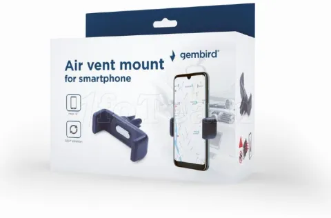 Photo de Support de téléphone à pince pour voiture Gembird sur grille d'aération