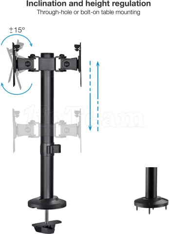 Photo de Support double-écran à fixer Tooq DB1132TN 32" (8kg max) (Noir)