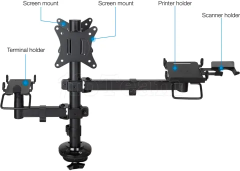 Photo de Support Double écran/imprimante à fixer Tooq TQPM0002 de 17" à 32" (18kg max) (Noir)