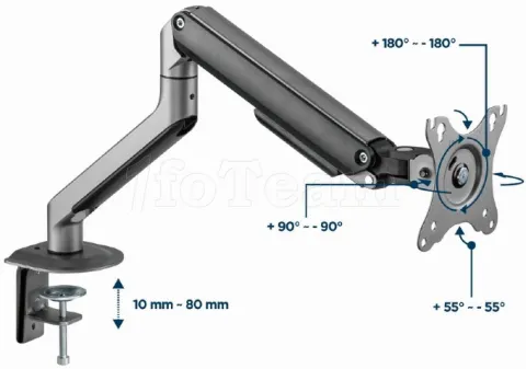 Photo de Support écran à fixer Gembird MA-DA1-05 - 32" (9kg max) (Gris)