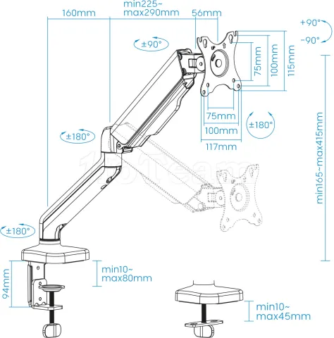 Photo de Support écran à fixer Tooq DB5032TNR de 17" à 32" (9kg max) (Noir)