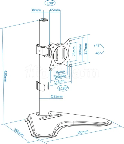 Photo de Support écran à poser Tooq DB1701TN de 17" à 32" (9kg max) (Noir)