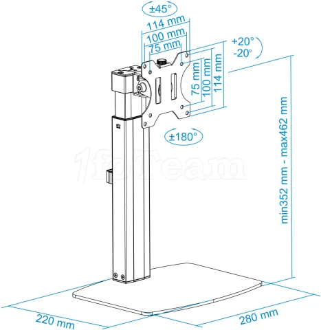 Photo de Support écran à poser Tooq DB1732TN 17"-32" (7kg max) (Noir)