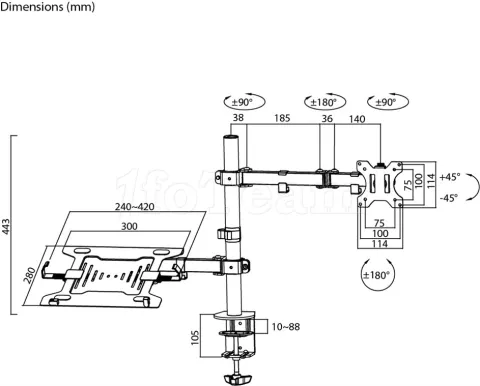 Photo de Support écran et ordinateur portable à fixer Goobay Flex 32" (12kg max)