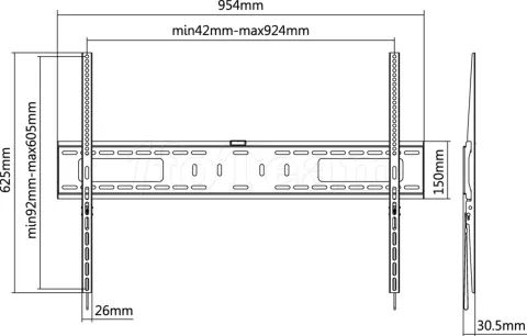 Photo de Support écran Mural Goobay Pro Fixed XL de 43" à 100" (75Kg max)