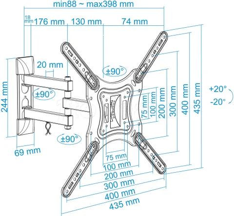 Photo de Support écran mural Tooq LP6055TN de 23" à 55" (30kg max)