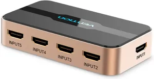 Photo de Switch HDMI Vention 5 ports (5 entrées / 1 sortie) (Noir/Or)