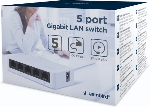 Photo de Switch réseau Ethernet Gigabit Gembird - 5 ports (Blanc)