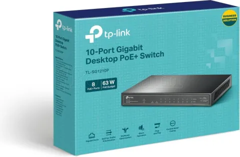 Photo de Switch réseau ethernet Gigabit TP-Link TL-SG1210P (PoE) - 10 ports