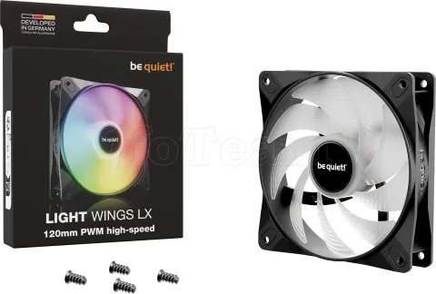 Photo de Ventilateur de boitier be quiet! Light Wings LX High Speed RGB - 12cm (Noir)