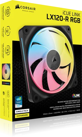 Photo de Ventilateur de boitier Corsair iCue Link LX-R RGB - 12cm (Noir)