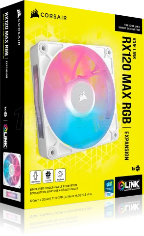 Photo de Ventilateur de boitier Corsair iCue Link RX Max RGB - 12cm (Blanc)