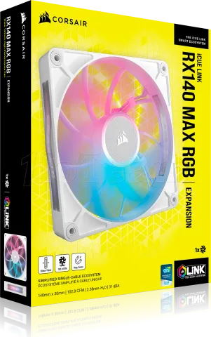 Photo de Ventilateur de boitier Corsair iCue Link RX Max RGB - 14cm (Blanc)