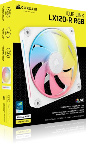 Photo de Ventilateur de boitier CorsairiCue Link LX-R RGB - 12cm (Blanc)