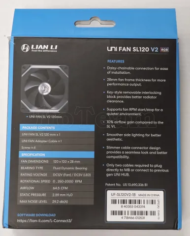 Photo de Ventilateur de boitier Lian Li Uni Fan SL V2 RGB - 12cm (Noir) - ID 213686