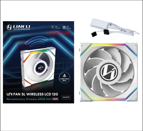 Photo de Ventilateur de boitier Lian Li Uni Fan SL Wireless LCD Reverse RGB - 12cm (Blanc)