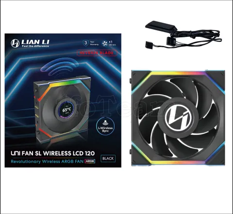 Photo de Ventilateur de boitier Lian Li Uni Fan SL Wireless LCD Reverse RGB - 12cm (Noir)