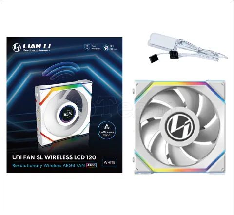 Photo de Ventilateur de boitier Lian Li Uni Fan SL Wireless LCD RGB - 12cm (Blanc)